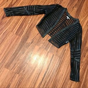 Black sheer/ faux leather striped Jacket